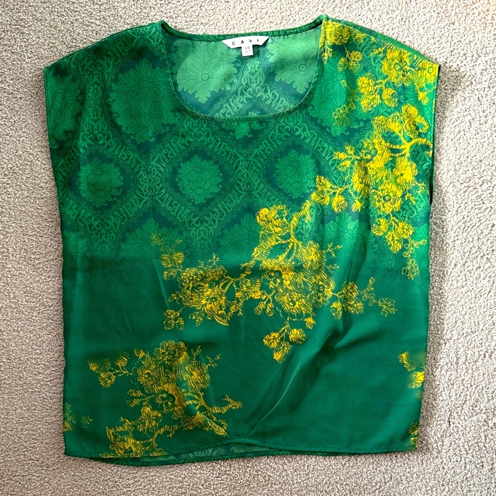 CAbi Green and Yellow Blouse